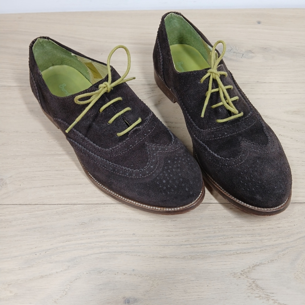 Boden Oxford Brogue Men's 8.5 Lace Up Shoes Brown Leather Suede Lace Up - Picture 13 of 14